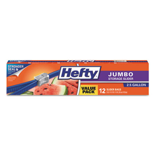 Hefty Slider Bags  2 5 gal  0 9 mil  14 38  x 9   Clear  108 Carton (RFPR83812CT)