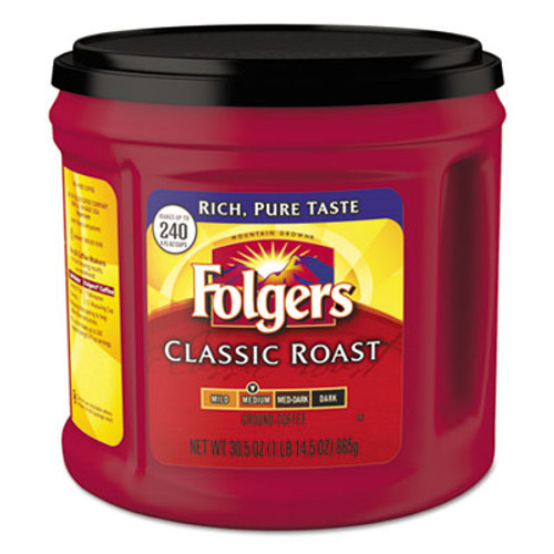 Folgers Coffee  Classic Roast  Ground  30 5 oz Canister  6 Carton (FOL20421CT)
