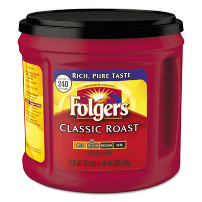 Folgers Coffee  Classic Roast  Ground  30 5 oz Canister  6 Carton (FOL20421CT)
