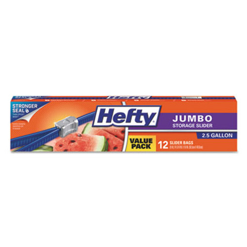 Hefty Slider Bags  2 5 gal  0 9 mil  14 38  x 9   Clear  12 Box (RFPR83812)