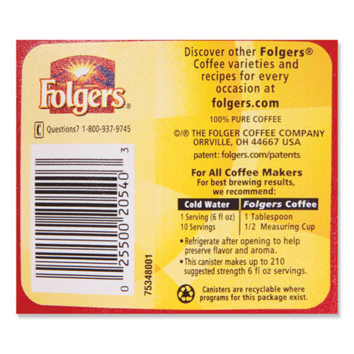 Folgers Coffee  Black Silk  24 2 oz Canister (FOL20540)