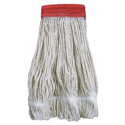 Boardwalk Wideband Looped-End Mop Heads  20 oz  Natural w Red Band  12 Carton (BWK5320FTBNBTCT)