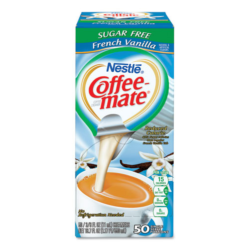 Coffee mate Liquid Coffee Creamer  Sugar-Free French Vanilla  0 38 oz Mini Cups  50 Box  4 Boxes Carton  200 Total Carton (NES91757CT)