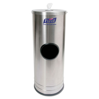PURELL Dispenser Stand f Sanitizing Wipes  Holds 1500 Wipes  10 25 x 10 25 x 14 5  SS (GOJ9115DS1C)