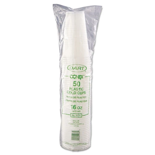 Dart Conex Galaxy Polystyrene Plastic Cold Cups  16oz  50 Sleeve  20 Bags Carton (DCCY16T)