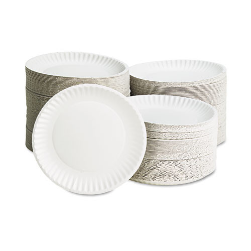 AJM Packaging Corporation White Paper Plates  9  Diameter  100 Bag (AJMPP9GREWHPK)