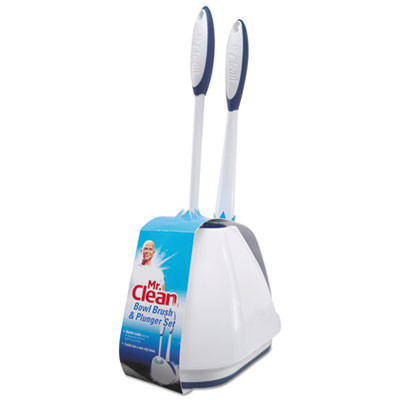 Mr. Clean Turbo Plunger   Bowl Brush Set  12 1 2  Handle w  6  Dia Bowl  White (BUT440436)