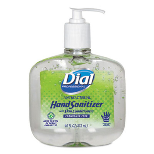 Dial Professional Antibacterial Gel Hand Sanitizer w Moisturizers  16 oz Pump  Fragrance-Free (DIA00213EA)