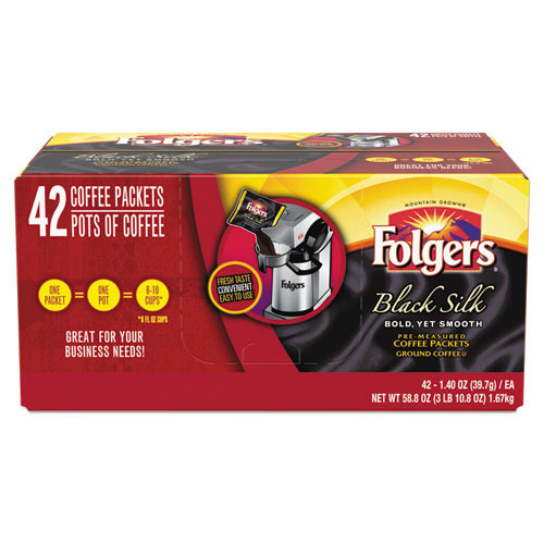 Folgers Coffee  Black Silk  1 4 oz Packet  42 Carton (FOL00019)