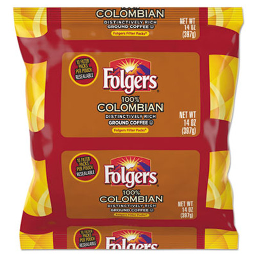 Folgers Coffee Filter Packs  100  Colombian  1 4 oz Pack  40 Carton (FOL10107)