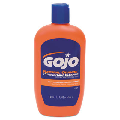 GOJO NATURAL ORANGE Pumice Hand Cleaner  Citrus  14 oz Bottle  12 Carton (GOJ095712CT)