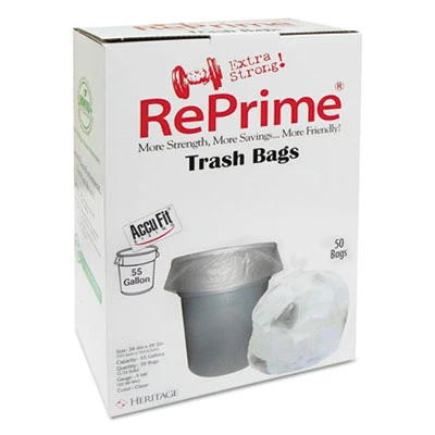 AccuFit Linear Low Density Can Liners with AccuFit Sizing  55 gal  0 9 mil  40  x 53   Clear  150 Carton (HERH8053TCRC1CT)