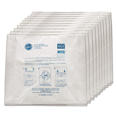Hoover Commercial Disposable Vacuum Bags  Hepa CC1  10PK EA (HVRAH10363)