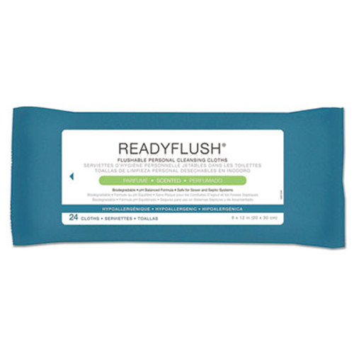 Medline ReadyFlush Biodegradable Flushable Wipes  8 x 12  24 Pack (MIIMSC263810)