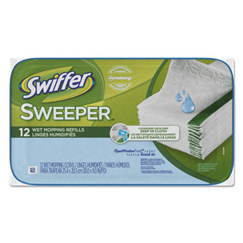 Swiffer Wet Refill Cloths  Open Window Fresh  Cloth  White  8 x 10  12 Tub (PGC95531PK)