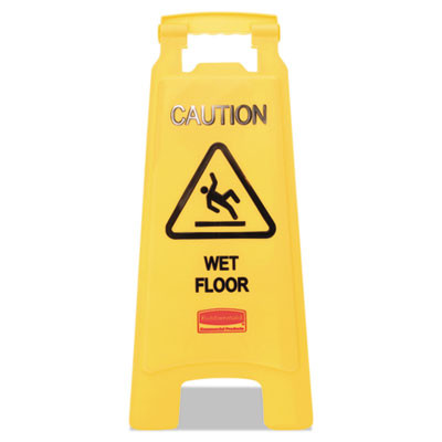 Rubbermaid Commercial Caution Wet Floor Floor Sign  Plastic  11 x 12 x 25  Bright Yellow  6 Carton (RCP611277YWCT)