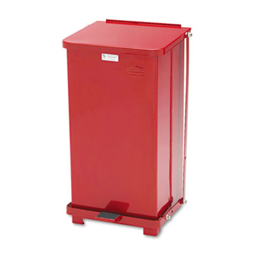 Rubbermaid Commercial Defenders Biohazard Step Can  Square  Steel  12 gal  Red (RCPST12EPLRD)