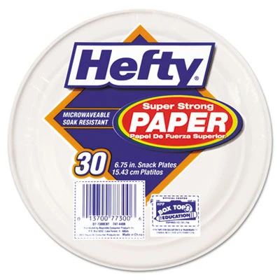 Hefty Super Strong Paper Dinnerware  6 3 4  Plate  Bagasse  30 Pack  12 Packs Carton (RFPD77300)