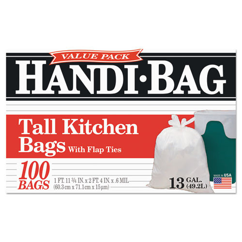 Handi-Bag Super Value Pack  13 gal  0 6 mil  23 75  x 28   White  600 Carton (WBIHAB6FK100CT)