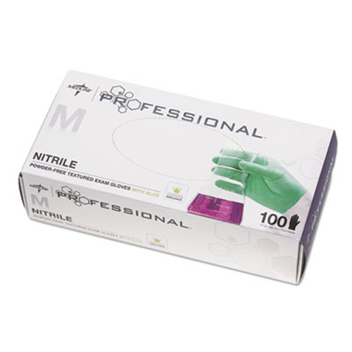 Medline Professional Nitrile Exam Gloves with Aloe  Medium  Green  100 Box (MIIPRO31762)