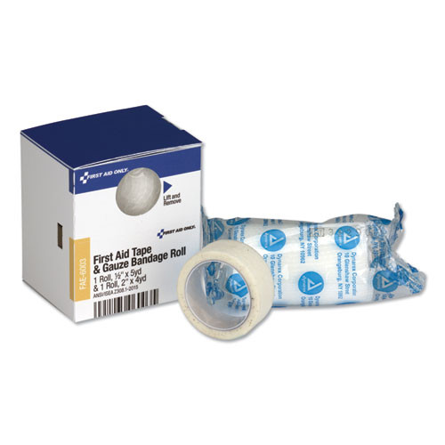 First Aid Only SmartCompliance First Aid Tape Gauze Roll Combo  1 2 x5 yd  Tape  2 x4 yd  Gauze (FAOFAE6003)