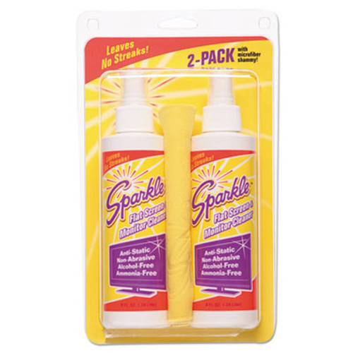 Sparkle Flat Screen   Monitor Cleaner  Pleasant Scent  8 oz Bottle  2 Pack  6 Ctn (FUN50128CT)