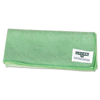 Unger SmartColor MicroWipes  Microfiber  16 x 15  Green  10 Carton (UNGMF400PK)