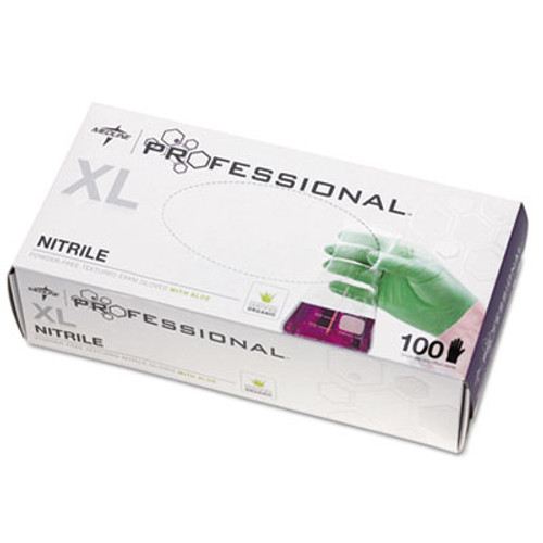 Medline Professional Nitrile Exam Gloves with Aloe  X-Large  Green  100 Box (MIIPRO31764)
