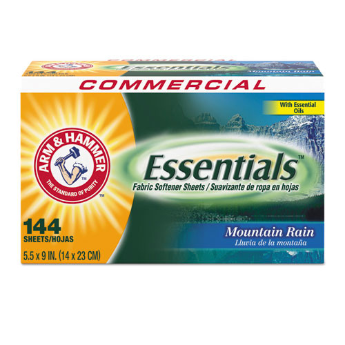 Arm & Hammer Essentials Dryer Sheets  Mountain Rain  144 Sheets Box (CDC3320000102BX)