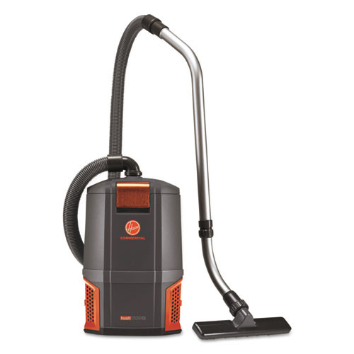 Hoover Commercial HushTone Backpack Vacuum Cleaner  11 7 lb   Gray Orange (HVRCH34006)