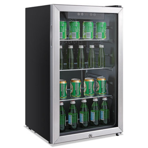 Alera 3 2 Cu  Ft  Beverage Cooler  Stainless Steel Black (ALERFBC34)
