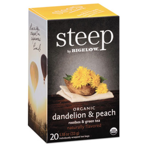Bigelow steep Tea  Dandelion   Peach  1 18 oz Tea Bag  20 Box (BTC17715)