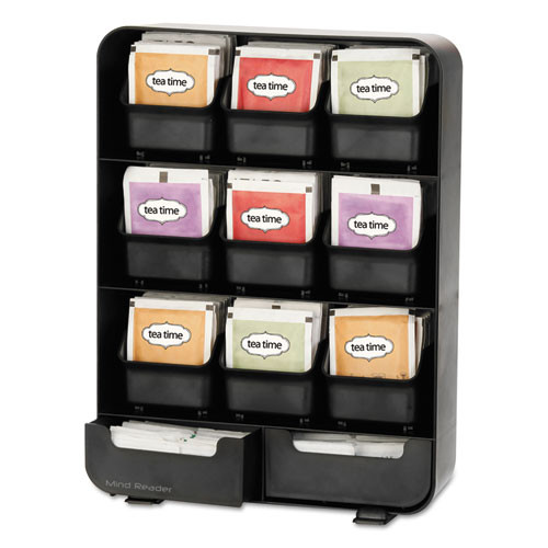Mind Reader Baggy Nine-Drawer Tea Bag and Accessory Holder  Black  10 24 x 4 33 x 13 11 (EMSTBORGBLK)