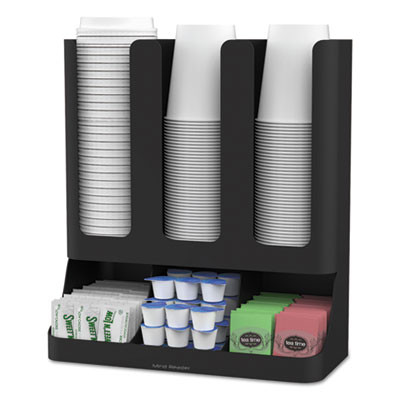 Mind Reader Flume Six-Section Upright Coffee Condiment Cup Organizer  Black  11 5 x 6 5 x 15 (EMSUPRIGHT6BLK)