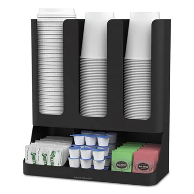 Mind Reader Flume Six-Section Upright Coffee Condiment Cup Organizer  Black  11 5 x 6 5 x 15 (EMSUPRIGHT6BLK)