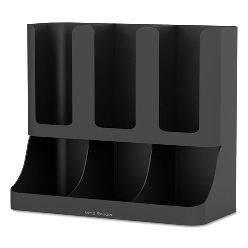 Mind Reader Flume Six-Section Upright Coffee Condiment Cup Organizer  Black  11 5 x 6 5 x 15 (EMSUPRIGHT6BLK)