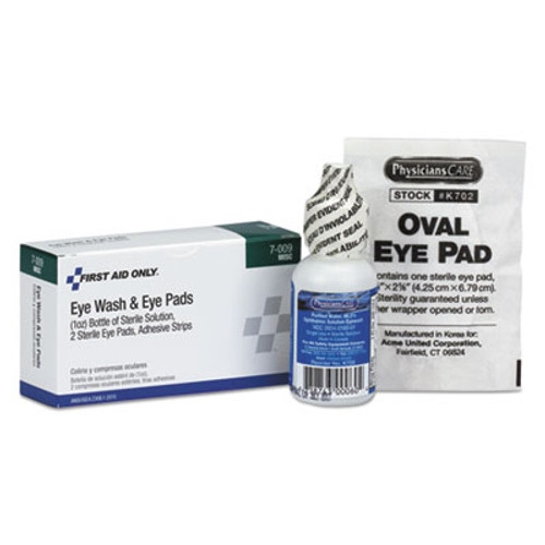 First Aid Only Eyewash Set w Eyepads and Adhesive Strips (FAO7009)