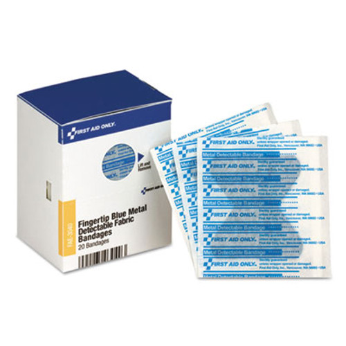 First Aid Only SmartCompliance Blue Metal Detectable Bandages Fingertip 1 3 4x2  20 Bx  24 Ct (FAOFAE3040)
