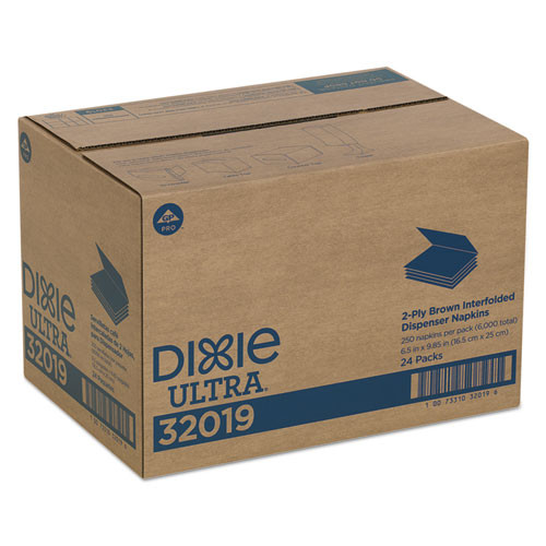 Dixie Ultra Interfold Napkin Refills 2-Ply  6 1 2  x 9 7 8   Brown  6000 Carton (GPC32019)