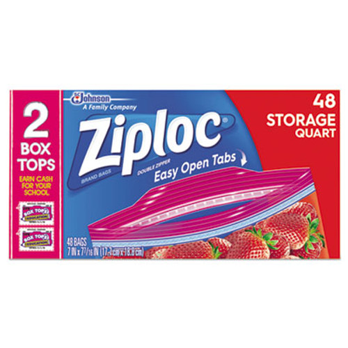 Ziploc Double Zipper Storage Bags, 9 3/5 x 8 1/2, 1 qt, 1.75mil, 9/Carton (SJN665015)