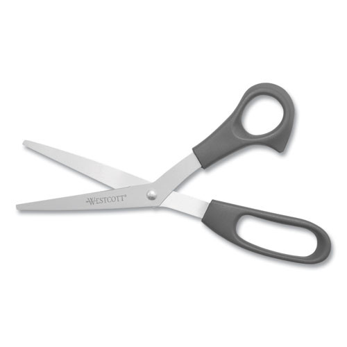 Westcott Value Line Stainless Steel Shears  8  Long  3 5  Cut Length  Black Offset Handles  3 Pack (ACM13402)