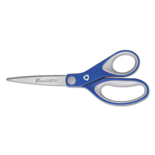 Westcott KleenEarth Soft Handle Scissors  8  Long  3 25  Cut Length  Blue Gray Straight Handle (ACM15554)