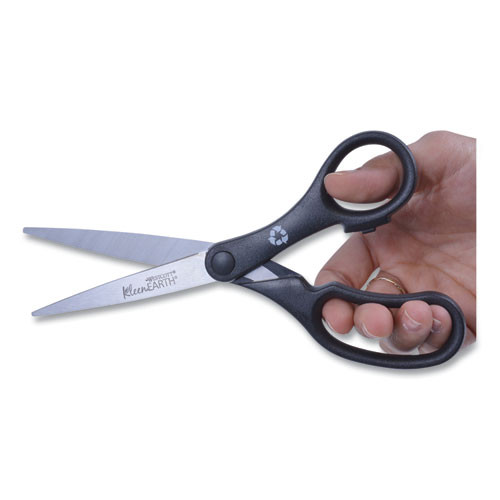 Westcott KleenEarth Basic Plastic Handle Scissors  8  Long  3 25  Cut Length  Black Straight Handle (ACM15583)