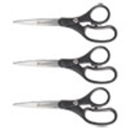 Westcott KleenEarth Basic Plastic Handle Scissors  8  Long  3 25  Cut Length  Black Straight Handles  3 Pack (ACM15585)