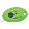 Westcott Compact Safety Ceramic Blade Box Cutter  2 5   Retractable Blade  Green (ACM16474)