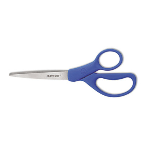 Westcott Preferred Line Stainless Steel Scissors  8  Long  3 5  Cut Length  Blue Straight Handle (ACM41218)