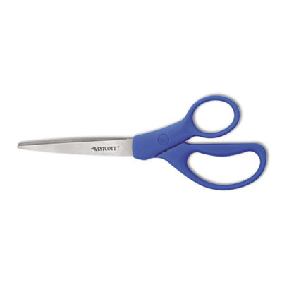 Westcott Preferred Line Stainless Steel Scissors  8  Long  3 5  Cut Length  Blue Straight Handle (ACM41218)