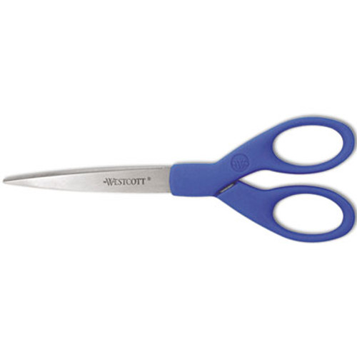 Westcott Preferred Line Stainless Steel Scissors  7  Long  2 5  Cut Length  Blue Straight Handle (ACM44217)
