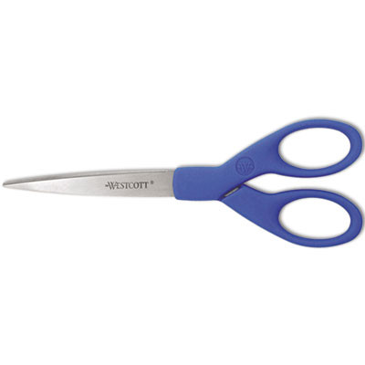 Westcott Preferred Line Stainless Steel Scissors  7  Long  2 5  Cut Length  Blue Straight Handle (ACM44217)