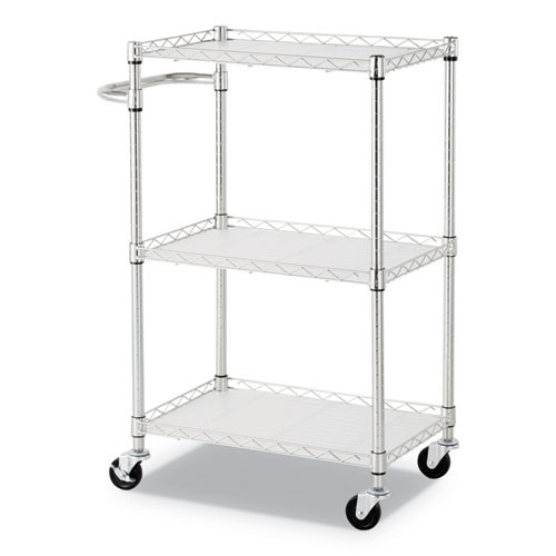 Alera 3-Shelf Wire Cart with Liners  24w x 16d x 39h  Silver  500-lb Capacity (ALESW322416SR)